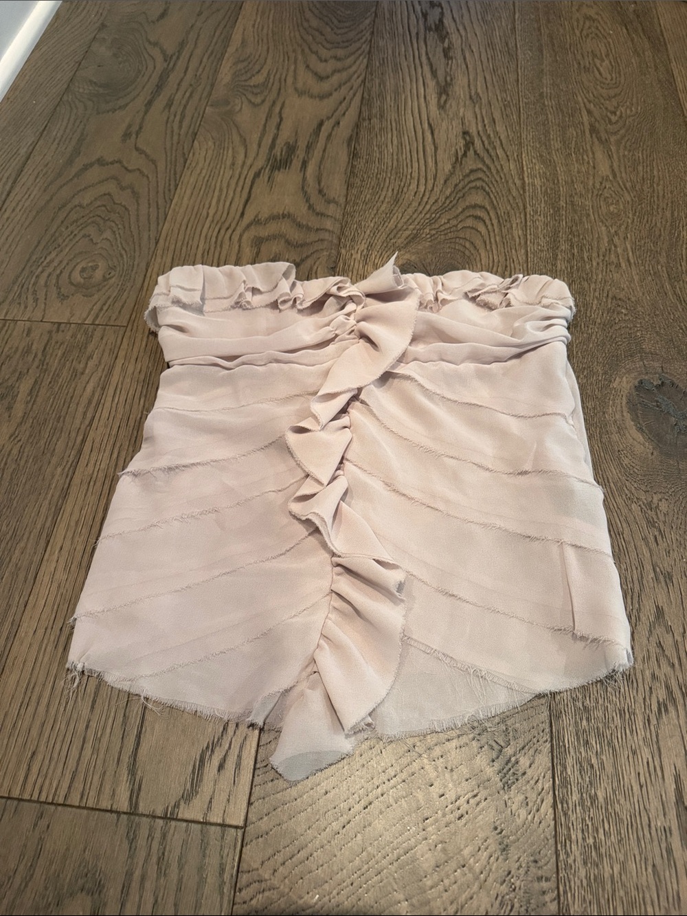 silence + noise Strapless Ruffle Tube Top in tan